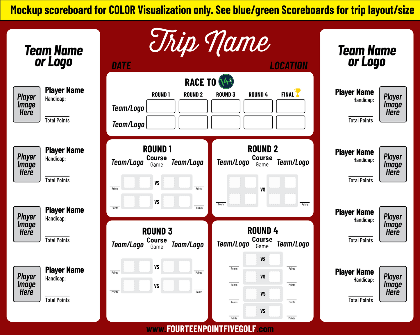 6 to 12 Golfers - Custom Golf Scoreboards