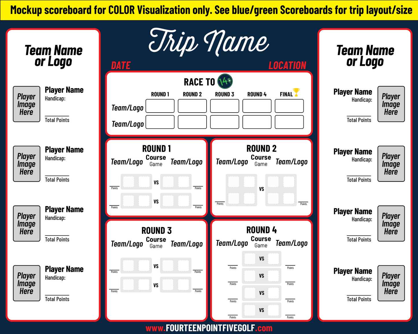 6 to 12 Golfers - Custom Golf Scoreboards